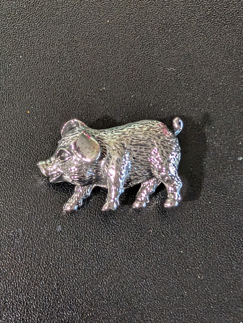 Silver Pig Figurine Small Pet Accessory
